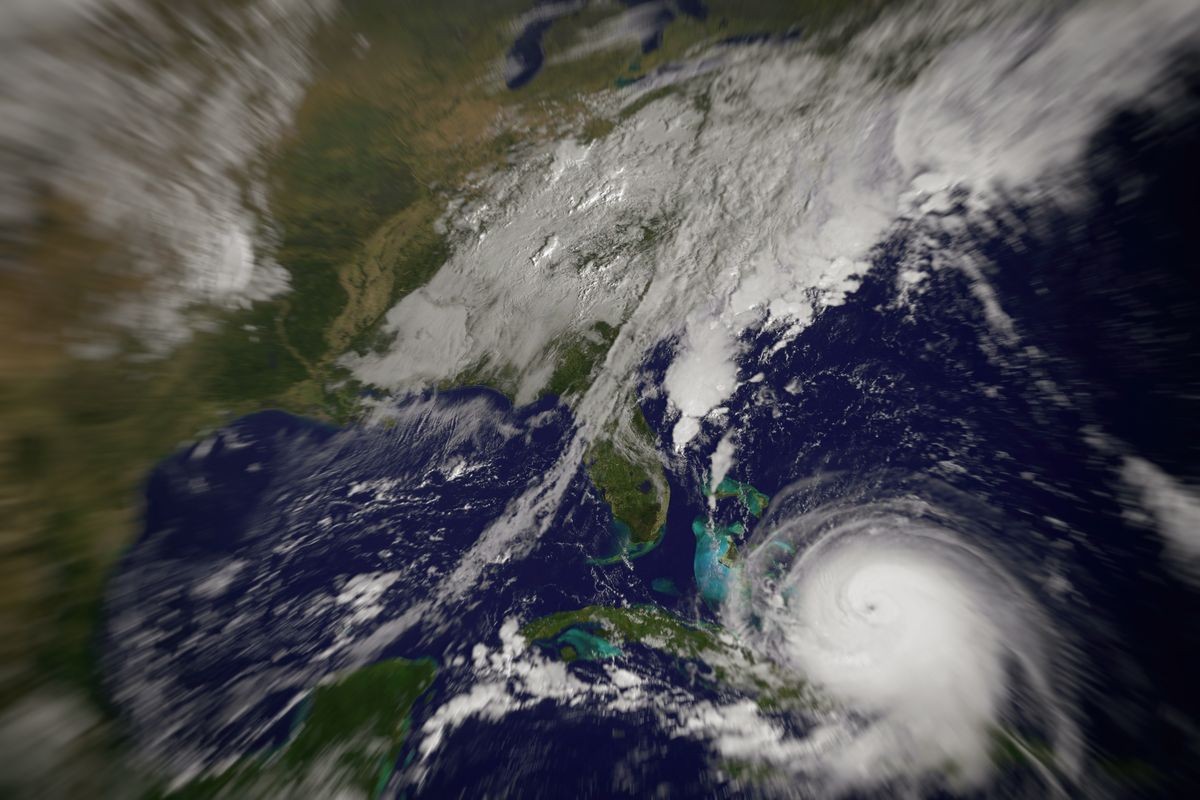 Hurricane approaches. Tornado. The elements of this image furnished by NASA.
